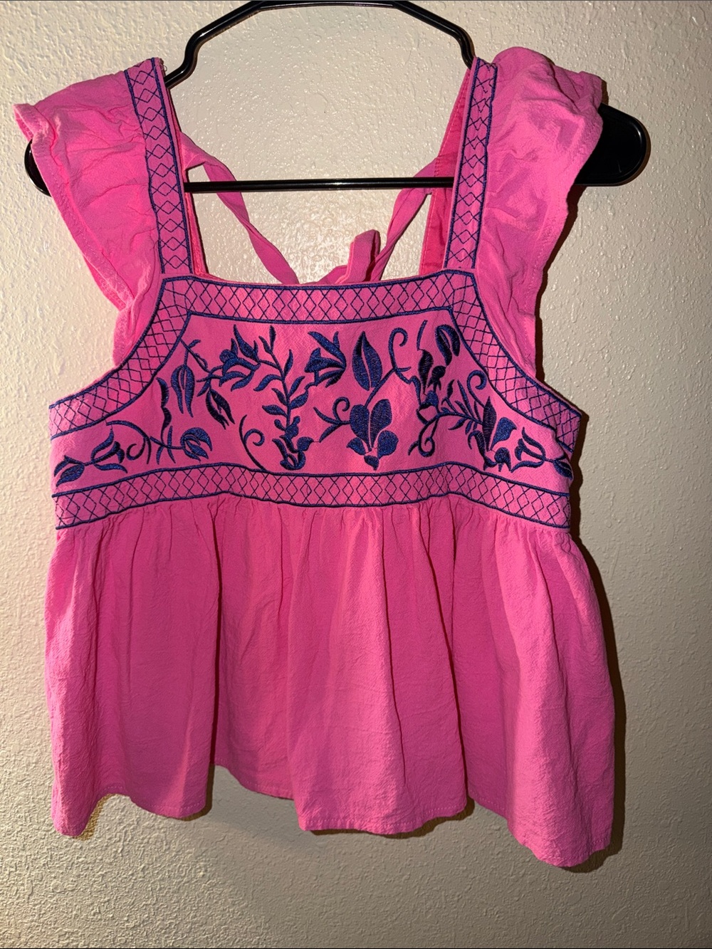 SHEIN XS Pink Embroidered Tank Top